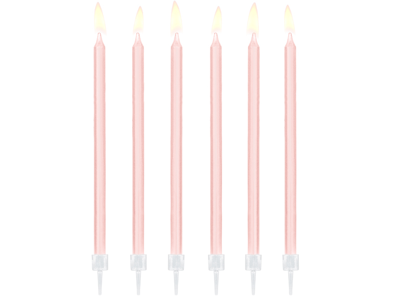Paprastos gimtadienio žvakės, šviesiai rožinės, 14cm (12vnt)